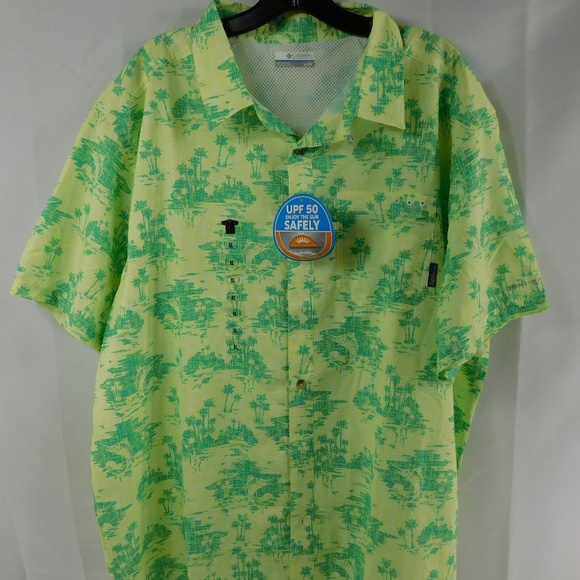Columbia Other - NWT Columbia Mens Neon Green and Yellow PFG Shirt